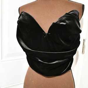 House of CB Black Velvet Corset Top | Size L